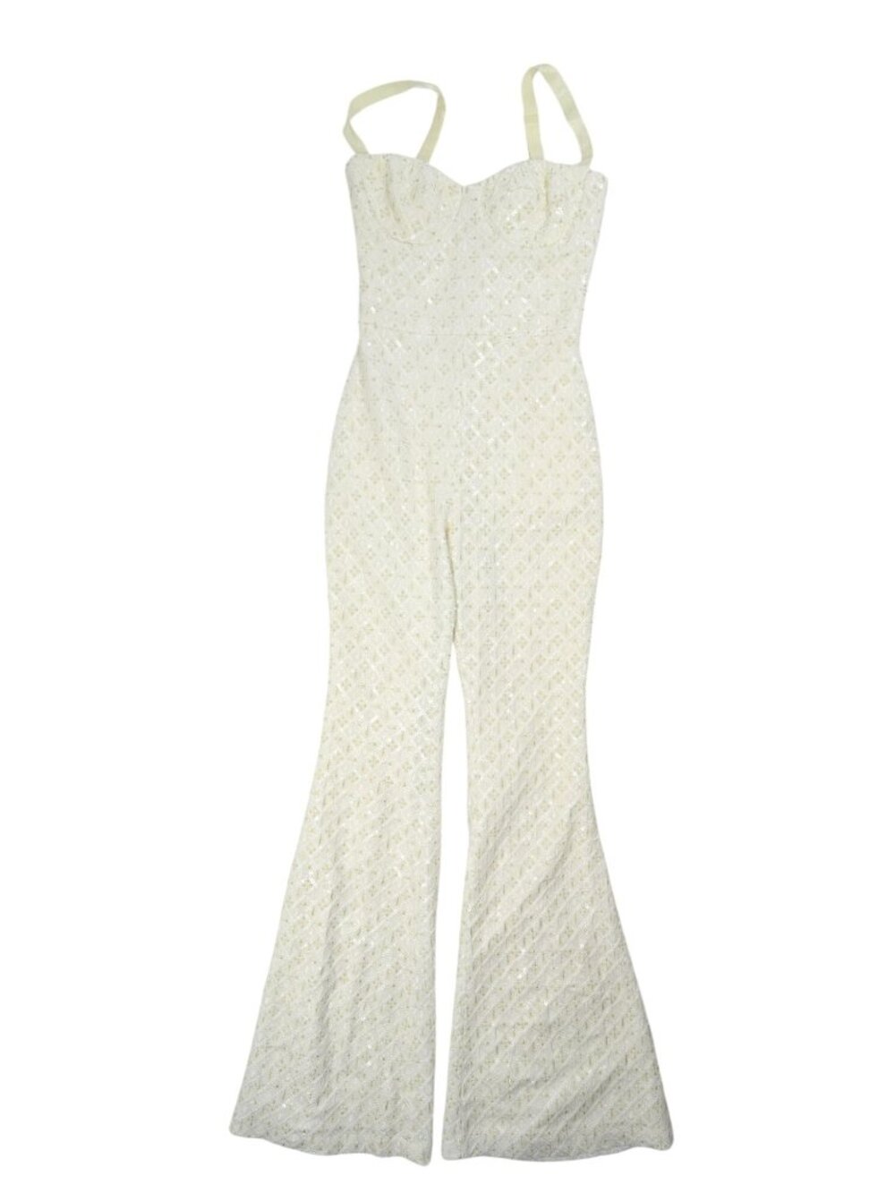 Nadine Merabi Hailey Sequin Jumpsuit in White